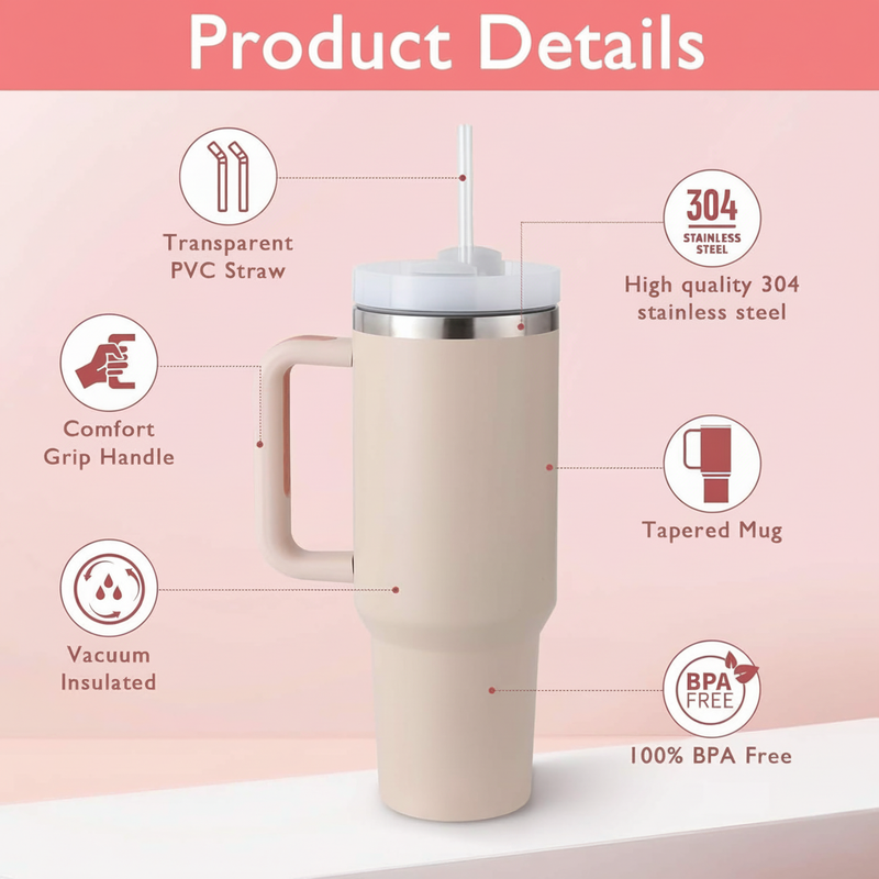 Insulated Stainless Steel Tumbler with Straw