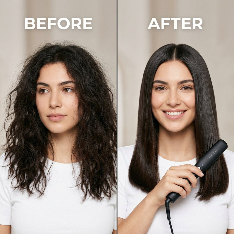 Portable Mini Hair Straightener Comb - Cordless Ceramic Styling Brush